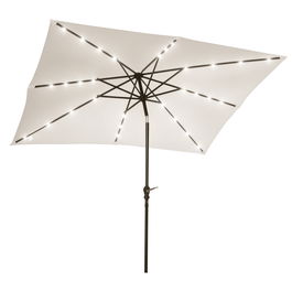 Outsunny Parasol de gradina parasol drept 3 x 2 m luminos rectangular inclinabil parasol LED solar otel poliester crem | Aosom Romania