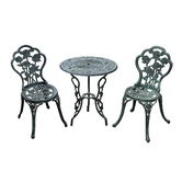 Outsunny Set Elegant de Grădină 2 Persoane, 2 Scaune si Masă Rotundă în Stil Neo-Retro, verde | Aosom Romania