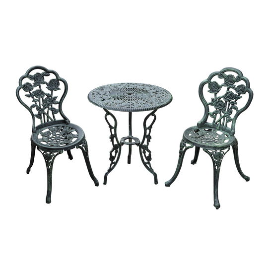 Outsunny Set Elegant de Grădină 2 Persoane, 2 Scaune si Masă Rotundă în Stil Neo-Retro, verde | Aosom Romania
