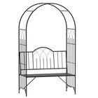 Outsunny Bancuta de Gradina cu Arc, 2 Locuri, cu Bolta pentru Flori Suspendate, Design Elegant, Rezistent la Intemperii, Negru | Aosom Romania