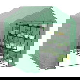 Outsunny Solar de grădină cu rafturi, husă PE rezistentă UV, ușă rulantă cu fermoar, cadru oțel, 190x120x190 cm, verde | Aosom Romania