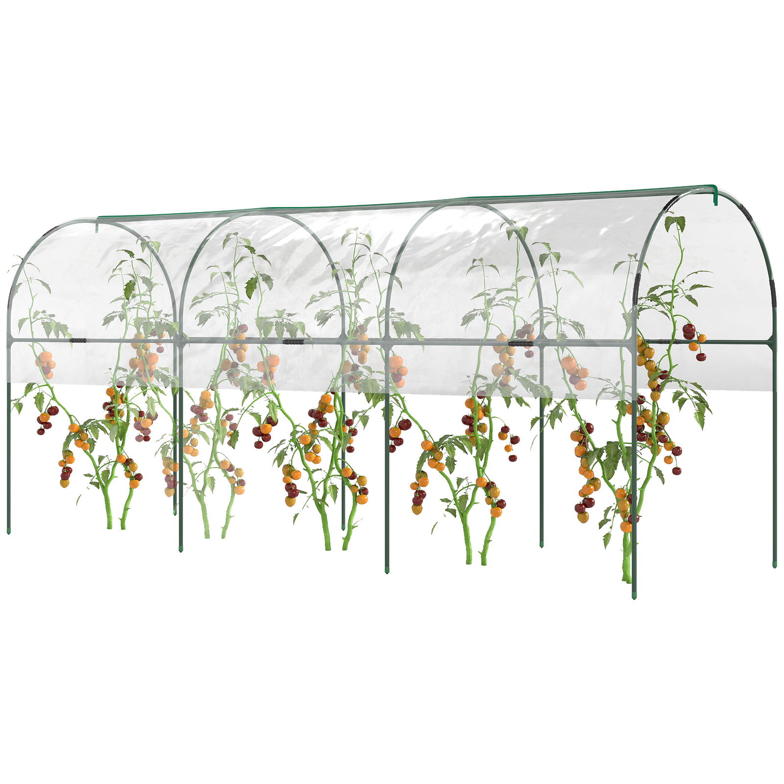 Outsunny Seră de grădină seră pentru roșii 4 arcuri din oțel pânză din PVC 4 x 1,23 x 1,71 m verde | Aosom Romania