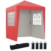 Outsunny Tonnelle barnum de grădină pop-up pliabil reglabil în înălțime protecție UV 30+ 3 părți laterale rouge | Aosom Romania