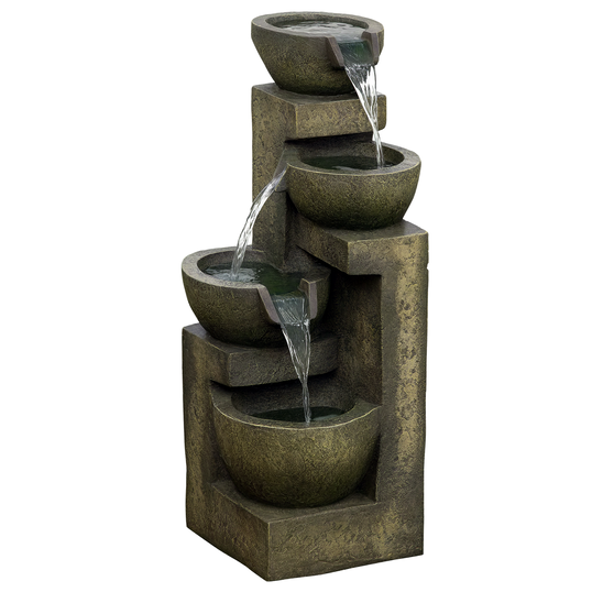 Outsunny Fântână de grădină ornament zen debit reglabil pompă submersibilă inclusă dim. 25L x 24l x 60H cm rășină negru | Aosom Romania