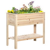 Outsunny Jardiniera sur pieds potager cu etajere din lamele 90 x 40 x 81 cm inserții de irigare, geotextil inclus lemn masiv | Aosom Romania