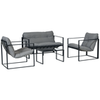 Outsunny Set de mobilier de grădină 4 piese 4 persoane cu canapea pentru 2 persoane, 2 fotolii și masă de cafea gri | Aosom Romania
