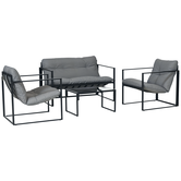 Outsunny Set de mobilier de grădină 4 piese 4 persoane cu canapea pentru 2 persoane, 2 fotolii și masă de cafea gri | Aosom Romania