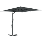 Outsunny Umbrelă de soare pătrată de exterior 2,5 x 2,5 m, umbrelă de grădină protecție UV bază cruciformă inclusă gri închis | Aosom Romania