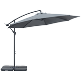 Outsunny Umbrelă de grădină deplasată octogonală pliabilă diametru 3 m, umbrelă de grădină cu suport în formă de cruce gri închis | Aosom Romania