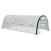 Outsunny Seră de Grădină Tunnel 18 m² dim. 6L x 3l x 2H m, 8 ferestre, Ușă cu fermoar rulabil, Oțel galvanizat, preț PE, Alb | Aosom Romania