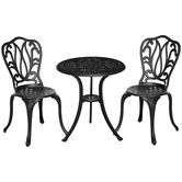 Outsunny Set de mobilier de grădină 2 locuri, 2 scaune și Masă rotundă stil retro din fontă de aluminiu, negru | Aosom Romania