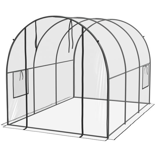 Outsunny Sera 3 x 2 x 2m cu Usa Rulanta si Fereastra, Transparent | Aosom Romania