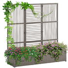 Outsunny Suport pentru plante cu trestie ghiveci rectangular din rășină împletită și oțel dim. 103L x 29l x 103H cm | Aosom Romania