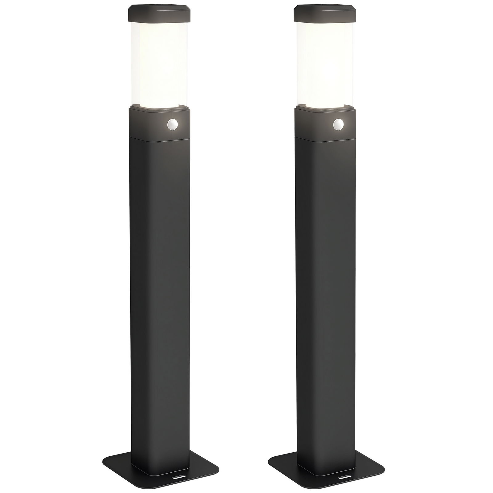 Outsunny Set de 2 lampi de exterior, stalpi luminoase LED, Etanche IP65, Lumina pentru alei si drumuri, negru | Aosom Romania