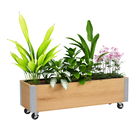 Outsunny Jardinieră pe role, jardinieră rectangulară făcut de drenaj metal lemn masiv 96 x 30,6 x 30 cm lemn natural | Aosom Romania