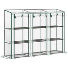 Outsunny Seră de grădină cu rafturi la 3 niveluri, seră de balcon cu 3 uși rulante cu fermoar, 215 x 46 x 151 cm, verde | Aosom Romania