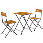 Outsunny Set bistrou de grădină 3 piese cu 2 scaune și masă de cafea din lemn de acacia și oțel efect lemn natural | Aosom Romania