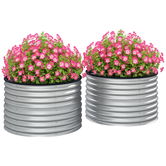 Outsunny Set de 2 jardiniere ridicate, din oțel galvanizat, cu fund deschis, 90 x 90 x 56 cm, argintie | Aosom Romania
