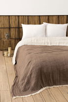 Cuvertura matlasata dubla, Muslin - Brown (170 x 250), DC Home, Bumbac