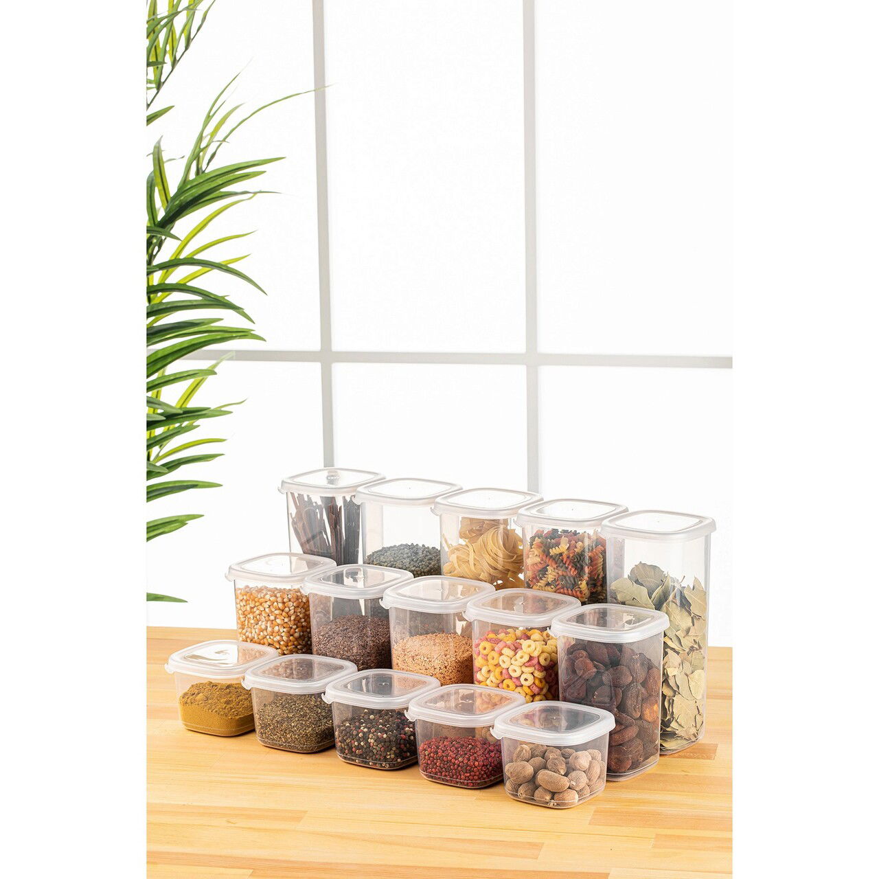 Set recipiente depozitare, Fremont, 964FRM5376, Plastic , 10 x 10 x 9,5 cm/ 550 ml, Alb