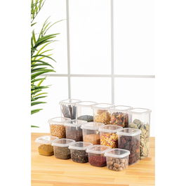 Set recipiente depozitare, Fremont, 964FRM5376, Plastic , 10 x 10 x 9,5 cm/ 550 ml, Alb