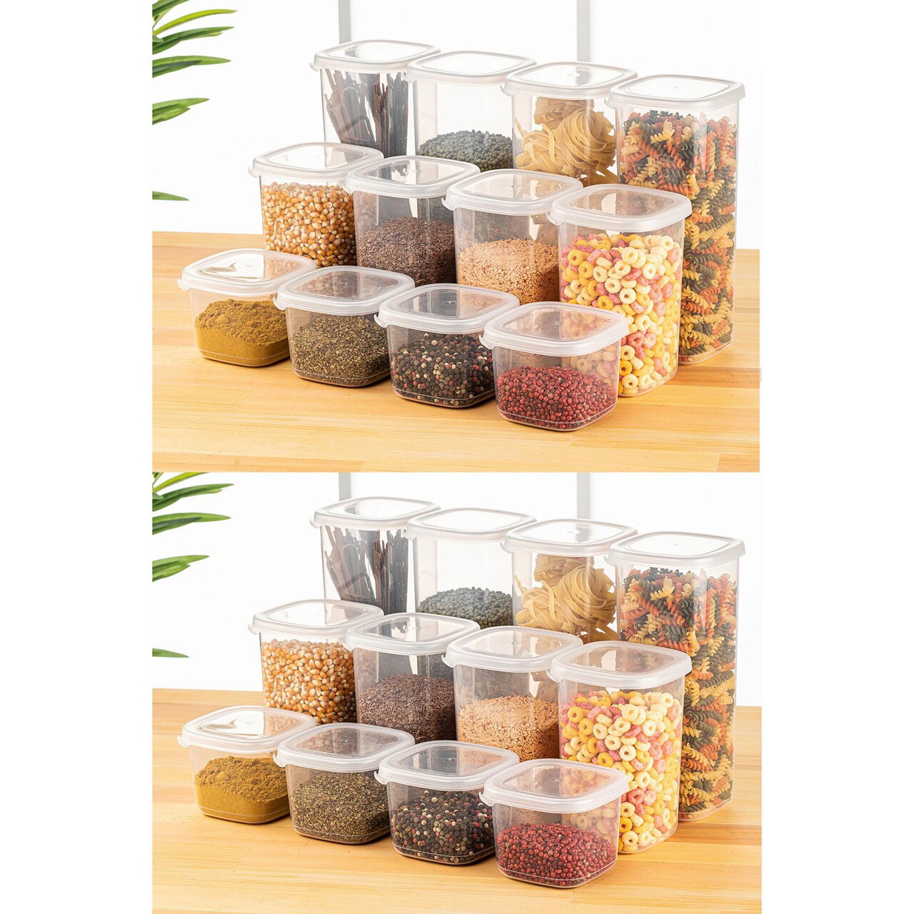 Set recipiente depozitare, Fremont, 964FRM5378, Plastic , Dimensiune: 10 x 10 x 9,5 cm/ 550 ml (8 bucăți), Alb
