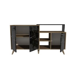 Masuta de cafea, Bexley, Black Line, 80x80x40 cm, PAL, Nuc / Negru