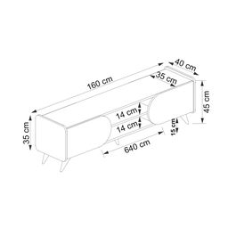Comoda TV, Arnetti, Mindy Tv 160, 160x40x45 cm, PAL, Safir / Alb