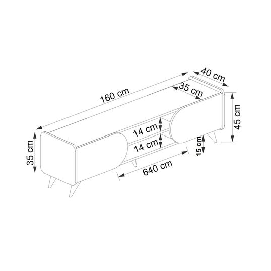 Comoda TV, Arnetti, Mindy Tv 160, 160x40x45 cm, PAL, Safir / Alb