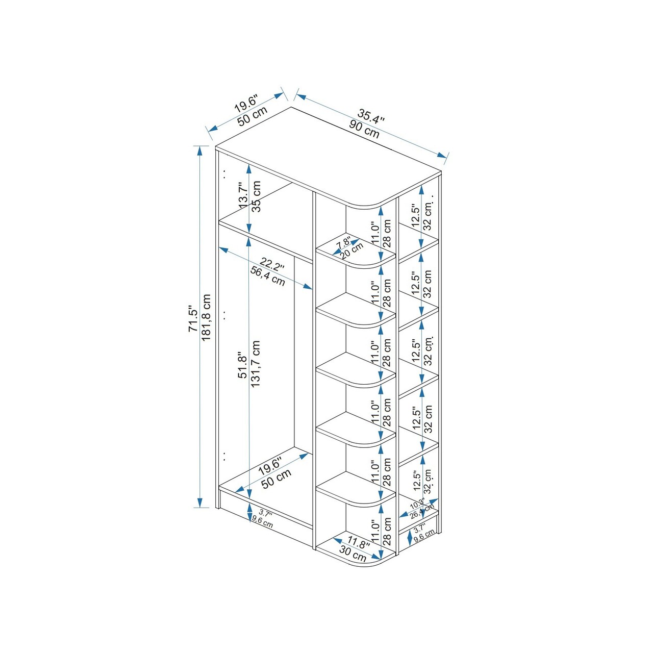 Dulap pentru haine, Arnetti, Luses, 90x181.8x50 cm, PAL, Pin Atlantic / Bej