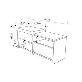 Pantofar, Decortie, Filux Bench, 120.3x51x40.5 cm, PAL, Antracit