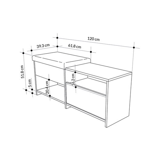 Pantofar, Decortie, Filux Bench, 120.3x51x40.5 cm, PAL, Antracit