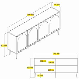 Consola, Hommy Craft, Lyon 80, 180x80x35 cm, PAL, Atlas / Aur