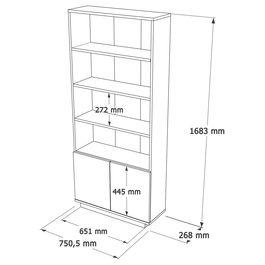 Corp biblioteca, Locelso, Fr16-Aw, 75x168.3x26.8 cm, PAL, Pin Atlantic / Alb