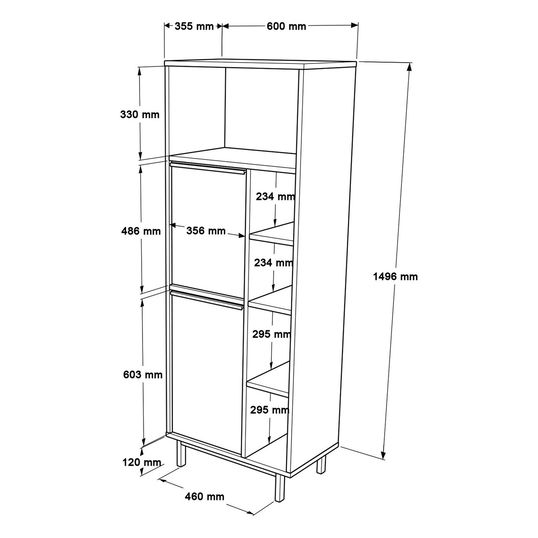 Dulap de baie, Locelso, On10C-S, 160x45.1x35.5 cm, PAL, Maro