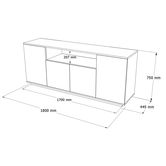 Consola, Locelso, Fr15-Aw, 180x75x44.5 cm, PAL, Pin Atlantic / Alb