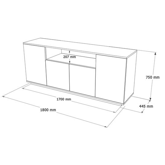 Consola, Locelso, Fr15-Aw, 180x75x44.5 cm, PAL, Pin Atlantic / Alb