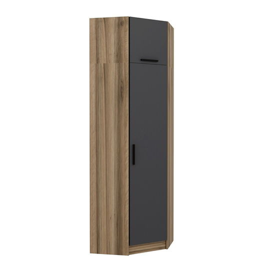Dulap pentru haine, Minerva, Kale Anthracite Oak, 74x235x52 cm, PAL, Antracit / Stejar