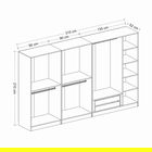 Dulap pentru haine, Minerva, Kale Plus, 315x210x52 cm, PAL, Fume / Stejar