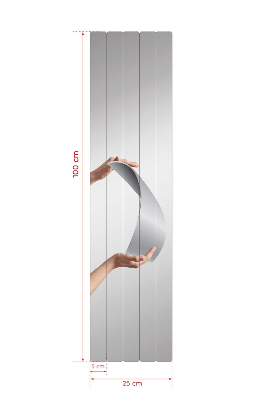 Oglinda decorativa, Mirrorland, Rectangular Stripe, Oglindă indestructibilă cu obturator, Argintiu