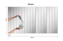 Oglinda decorativa, Mirrorland, Rectangular Stripe, Oglindă indestructibilă cu obturator, Argintiu