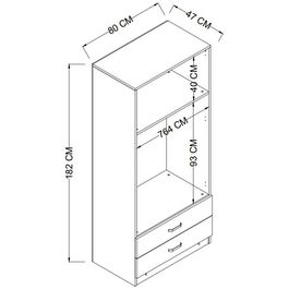 Dulap pentru haine, Miwood, Yaman 1600-042, 80x182x47 cm, PAL, Alb mat