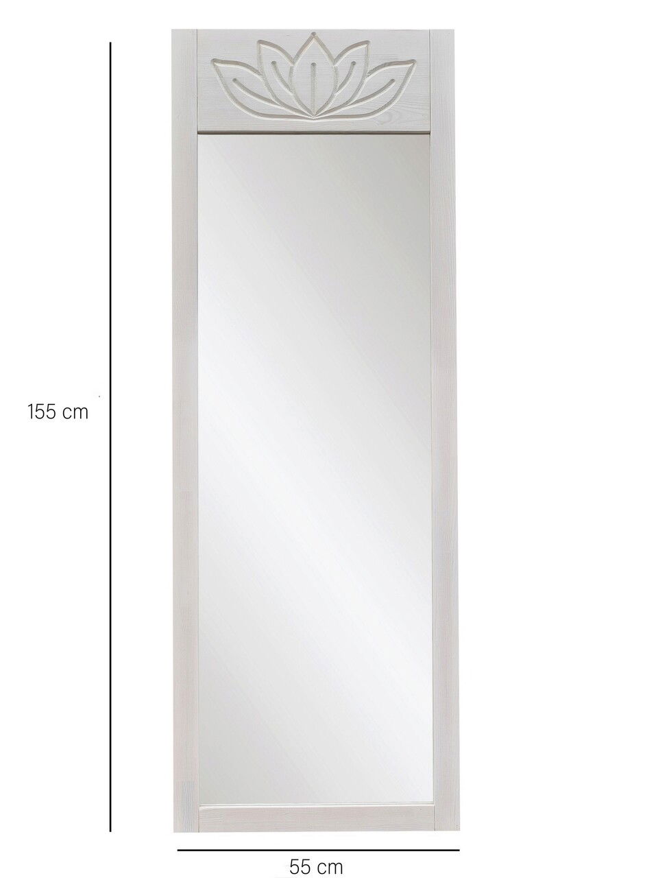 Oglinda Cheval, Neostill, Lotus, 55x155x2 cm, Lemn masiv, Alb