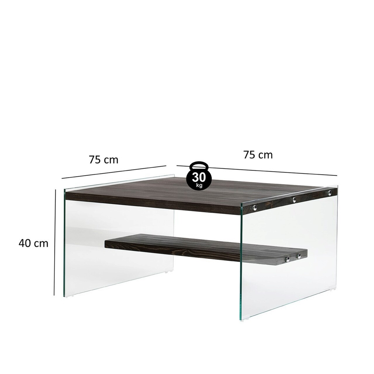 Masuta de cafea, Neostill, Aqua, 75x40x75 cm, Sticla temperata, Antracit