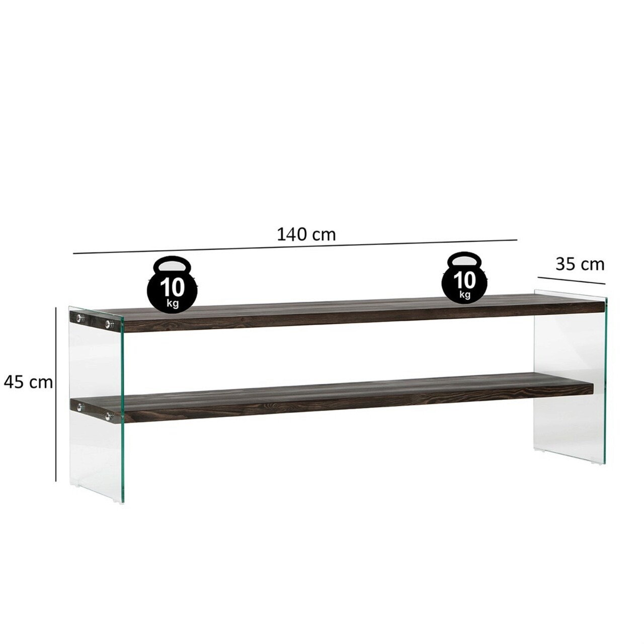 Comoda TV, Neostill, Aqua TV, 140x45x35 cm, Sticla temperata, Antracit