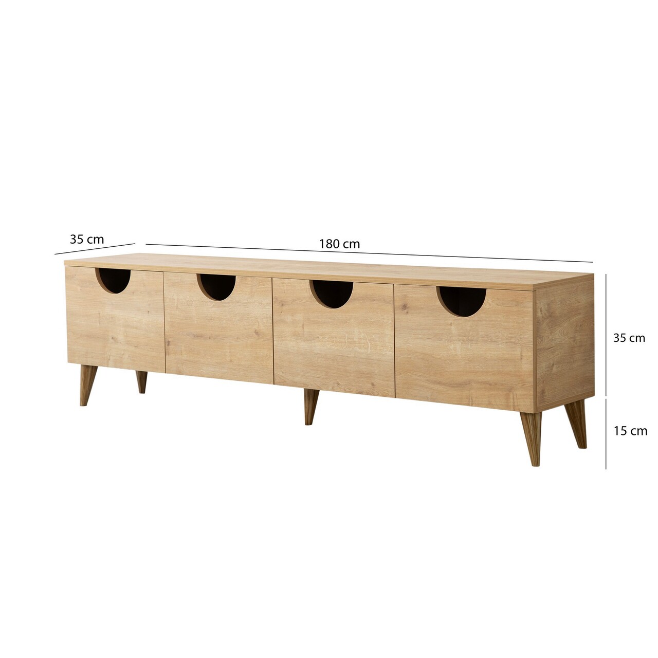 Comoda TV, Neostill, Four Seasons, 180x50x35 cm, Cadru: PAL MELAMINAT 100%., Stejar