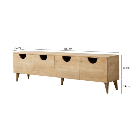 Comoda TV, Neostill, Four Seasons, 180x50x35 cm, Cadru: PAL MELAMINAT 100%., Stejar