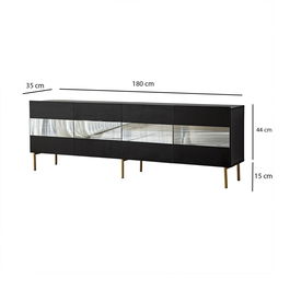 Comoda TV, Neostill, Leon, 180x59x35 cm, PAL, Aur / Fume