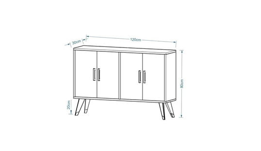 Comoda TV, Odessa, İlda, 120x30x80 cm, PAL, Alb