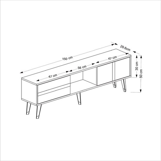 Comoda TV, Olivia, Vania, 150x29.6x50 cm, PAL , Alb/Auriu